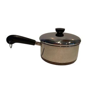Vintage 1801 Revere Ware 2 qt Sauce Pan Pot Copper Clad Bottom w Lid